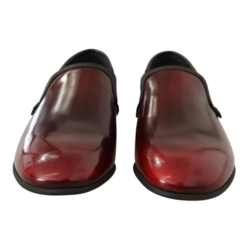 Dolce & Gabbana Elegant Bordeaux Leather Loafers - Picture 4 of 9